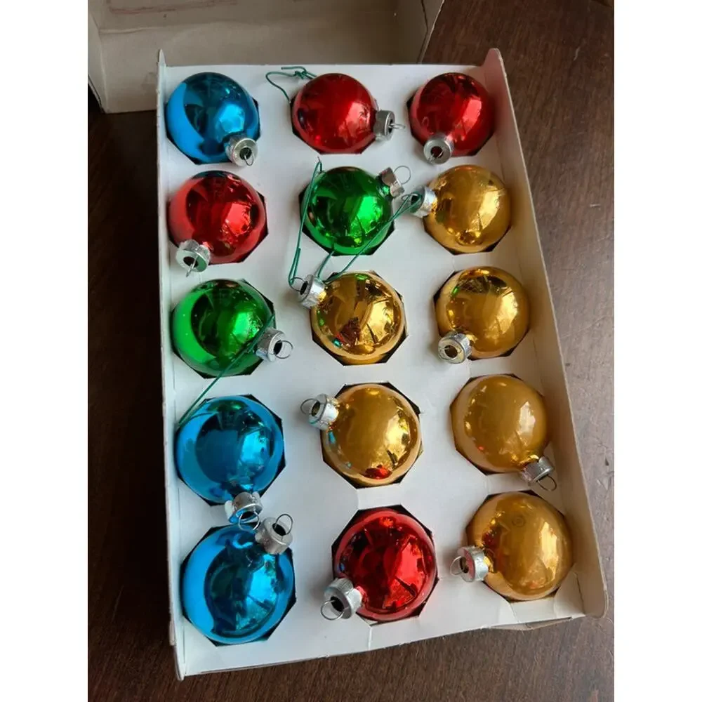 Set of 15 vintage Holly brand glass ball Christmas ornaments